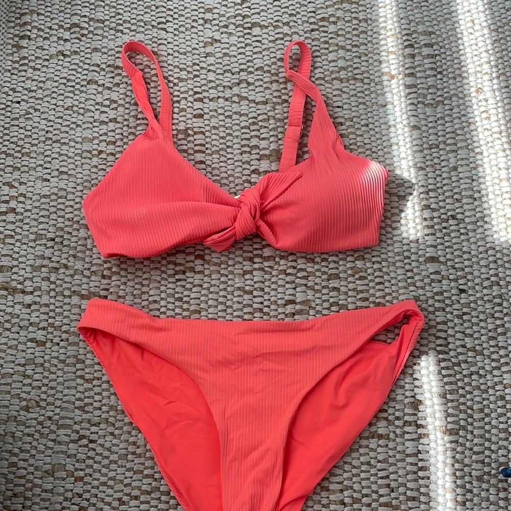 Orange front tie bikini